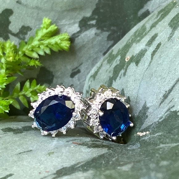 Sterling Silver CZ Stud Earrings - Picture 3 of 7